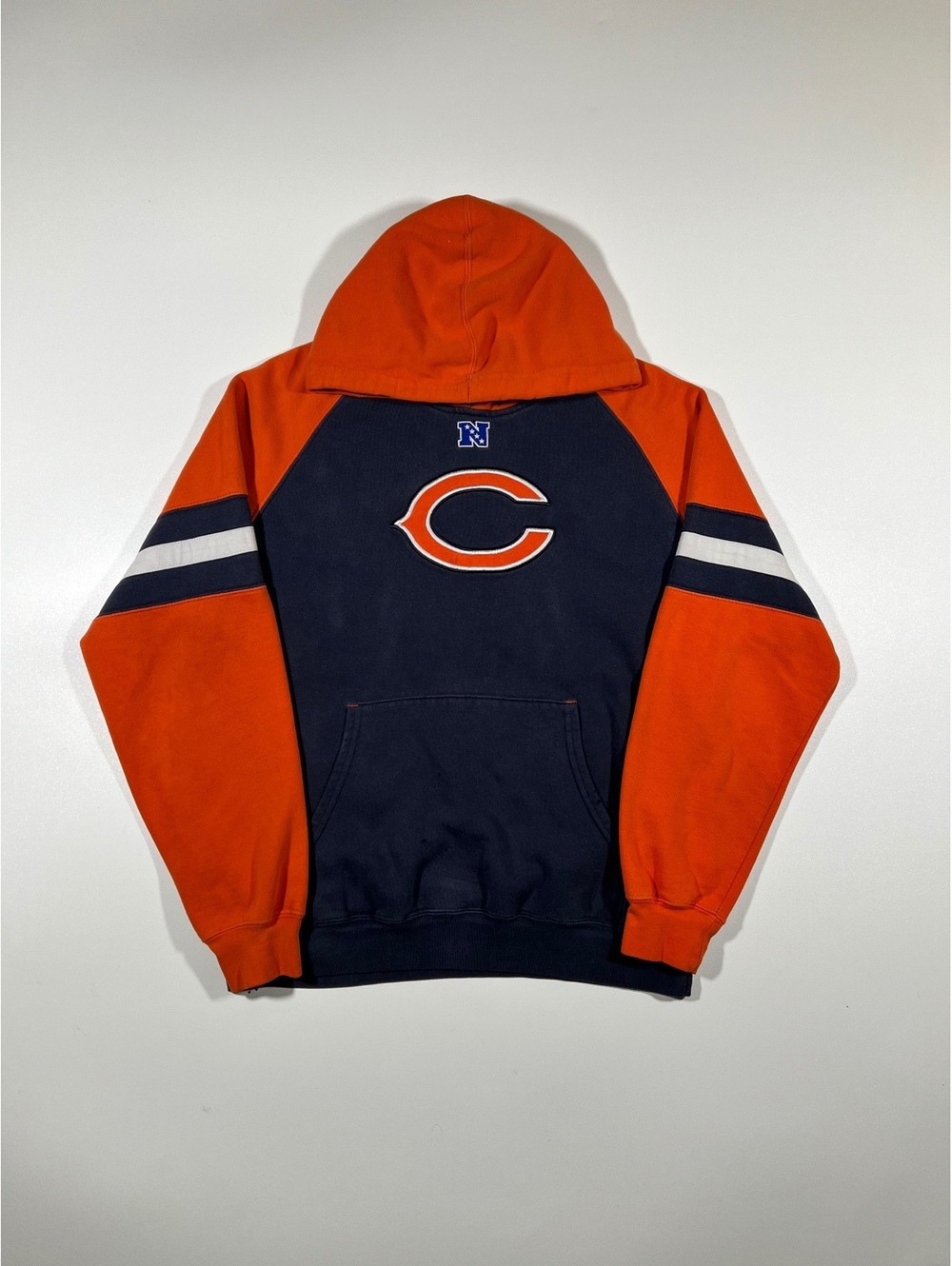 Vintage Chicago Bears NFL Hoodie Orange Navy Colorblock Pullover NFC Logo